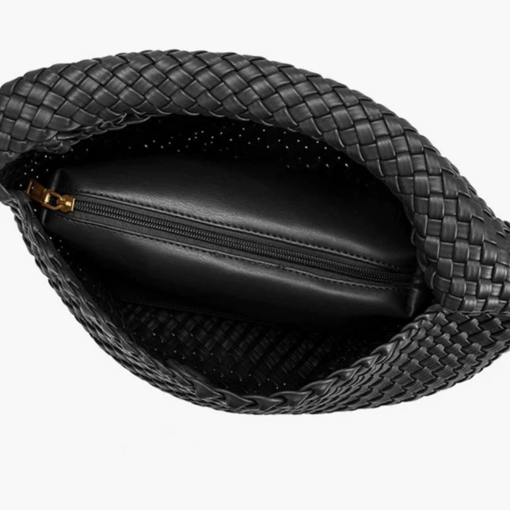 Melie Bianco Black Woven Shoulder Bag - Picture 3 of 5
